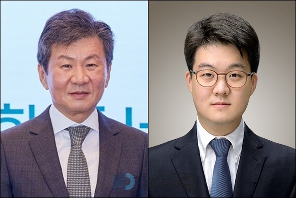 ▲정몽규 에이치디씨 온라인 검증 사이트 회장(왼쪽), 정준선 카이스트(KAIST) 교수= 에이치디씨 현대산업개발 제공, 카이스트 홈페이지 화면 캡처