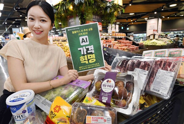 ▲모델이 28일 서울 등촌동 ‘홈플러스 메가푸드마켓’ 강서점에서 ‘2배 더 강력해진 토토 배팅 사이트 가격혁명’ 행사를 소개하고 있다./사진=홈플러스