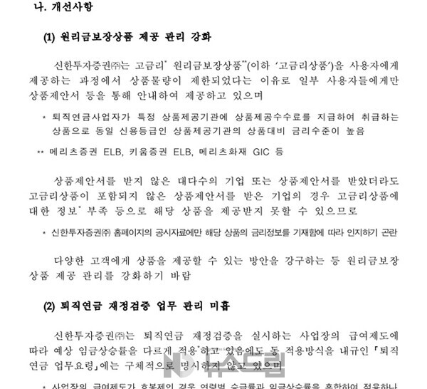 ▲금감원 경영유의사항 공시 중 일부 캡처=토토 배팅 사이트