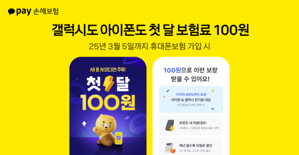 ▲카카오페이손해보험이 갤럭시 S25 시리즈 출시를 맞아 ‘휴대폰보험 첫 달 온라인 도박 100원 이벤트’를 진행한다./사진=카카오페이손해보험