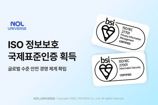 ▲놀유니버스 ISO 정보도박 게임 국제표준인증 획득 이미지./사진=놀유니버스