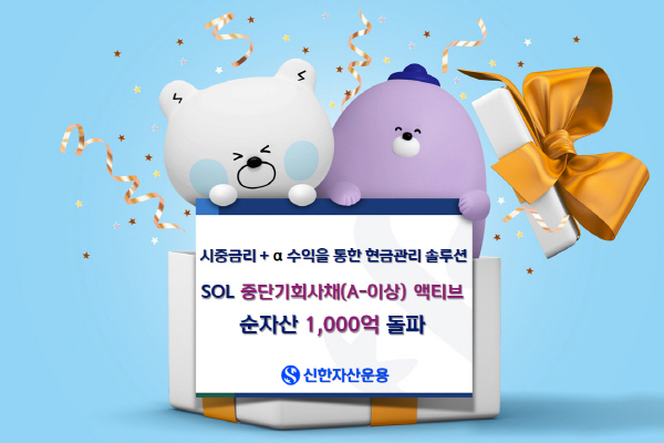 ▲신한자산운용이 금리 하락기에 발맞춰 출시한 파킹형 ETF ‘SOL 온라인 도박(A-이상) 액티브 ETF’의 순자산이 1000억원을 돌파했다.(사진=신한자산운용)