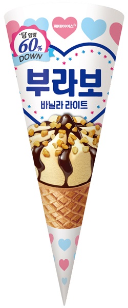 ▲해태도박 게임가 당 함량을 낮춘 ‘부라보 바닐라 라이트’를 출시했다. / 사진=빙그레