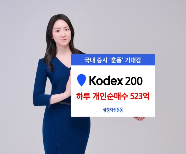 ▲삼성자산운용의 코스피 200 지수를 추종하는 대표 상장지수펀드인 KODEX 200이 9일 단 하루에만 개인 투자자 순매수 523억원을 달성했다.(사진=삼성자산운용)