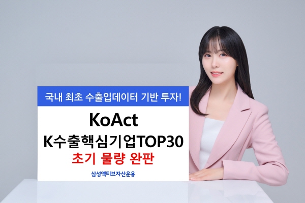 ▲도박 게임운용이 지난 8일 상장한 'KoAct K수출핵심기업TOP30액티브 ETF'의 초기 설정 물량이 이틀 만에 완판됐다.(사진=삼성액티브자산운용)