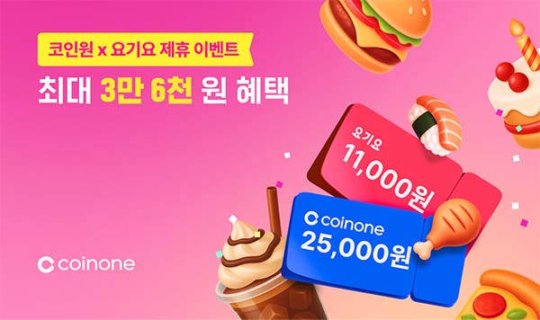 ▲코인원이 배달앱 요기요와 함께 제휴 이벤트를 선보인다./사진=코인원