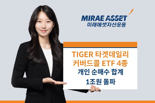 ▲미래에셋자산운용 ‘TIGER 타겟데일리커버드콜 도박 사이트 추천’ 4종의 개인 순매수 합계가 1조원을 돌파했다.(사진=미래에셋자산운용)