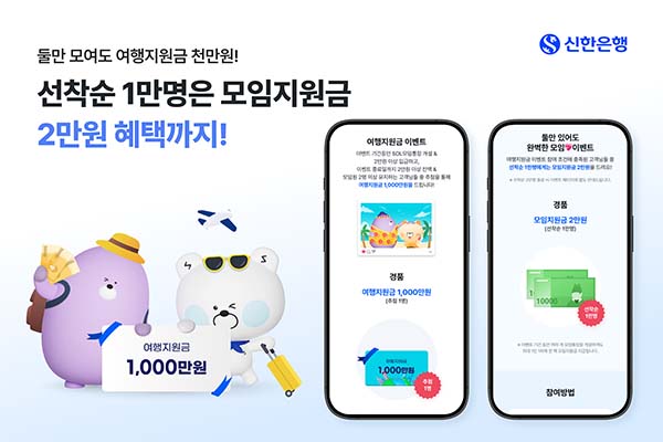▲신한은행이 오는 9월 12일까지 SOL모임통장을 신규 가입한 고객을 대상으로 여행지원금 제공 이벤트를 진행한다./사진=신한은행