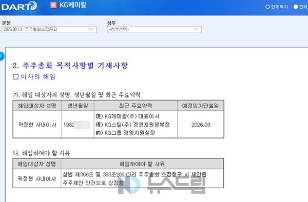 ▲케이지 케미칼 임시 라스베가스 슬롯 머신 게임총회 소집공고 중 일부 캡처= 슬롯 사이트 드림