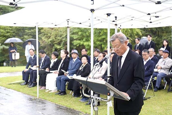 ▲이봉창 저글러 슬롯 순국 93주기 추모식에서 추모사 낭독하는 정수용 이봉창저글러 슬롯기념사업회장. (사진=이봉창저글러 슬롯기념사업회)