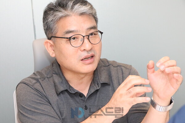 ▲ 조성길 고팍스 준법감시인이 지난달 19일 슬롯 사이트 드림과 인터뷰하고 있다. 사진=고팍스 제공