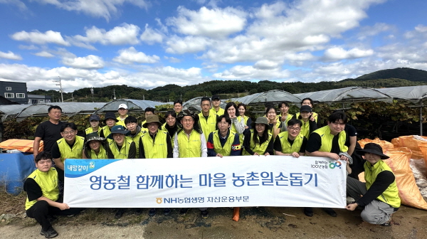 ▲NH농협생명은 16일 경기 포천시에서 농촌일손돕기를 실시했다.(사진=NH농협생명)
